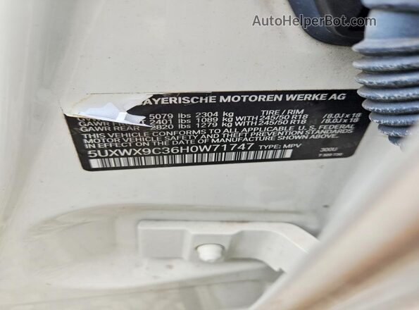 5UXWX9C36H0W71747 2017 BMW X3 White Vista de la etiqueta del VIN