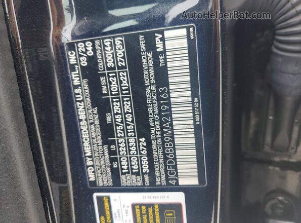 4JGFD6BB9MA219163 2021 MERCEDES-BENZ GLE Черный Панорамный вид салона 360°