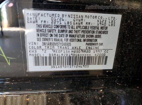 3N1AB9DV5TY246905 2021 NISSAN SENTRA Black VIN կոդի պիտակի տեսք