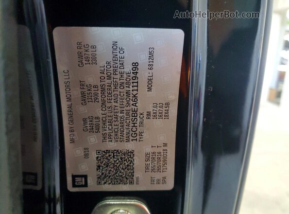 1GCHSBEA6K1119498 2019 CHEVROLET COLORADO Black Vista de la etiqueta del VIN