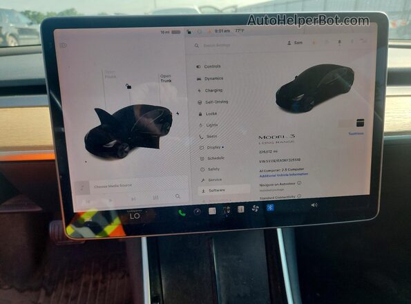5YJ3E1EA5KF325138 2019 TESLA MODEL 3 Черный Вид задних сидений