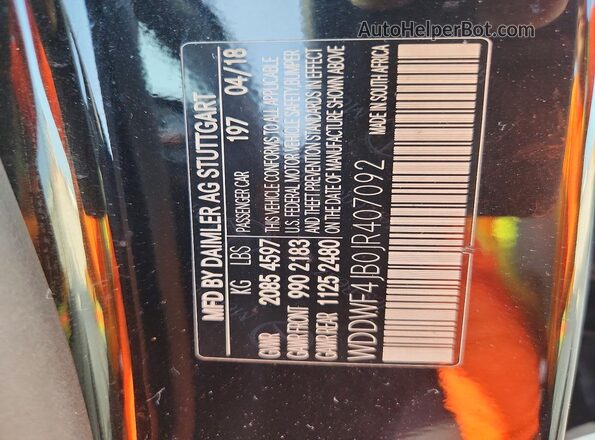 WDDWF4JB0JR407092 2018 MERCEDES-BENZ C Black Widok naklejki z numerem VIN