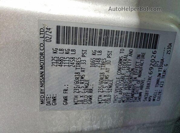 5N1BT3BB2RC692026 2024 NISSAN ROGUE Серебряный 