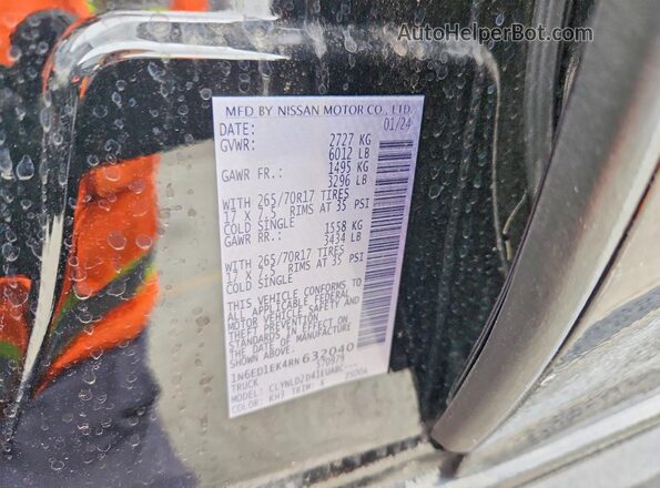 1N6ED1EK4RN632040 2024 NISSAN FRONTIER Black VIN sticker view
