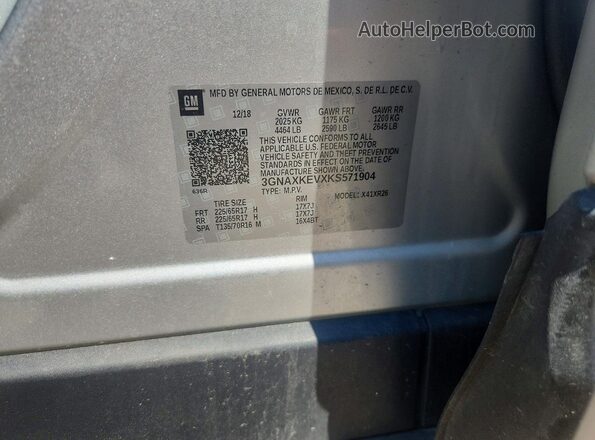 3GNAXKEVXKS571904 2019 CHEVROLET EQUINOX Silver 