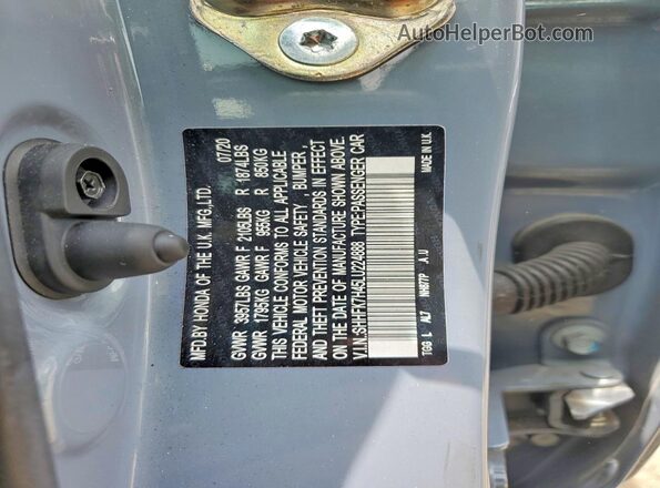 SHHFK7H45LU224888 2020 HONDA CIVIC Gray Widok wnętrza 360 stopni