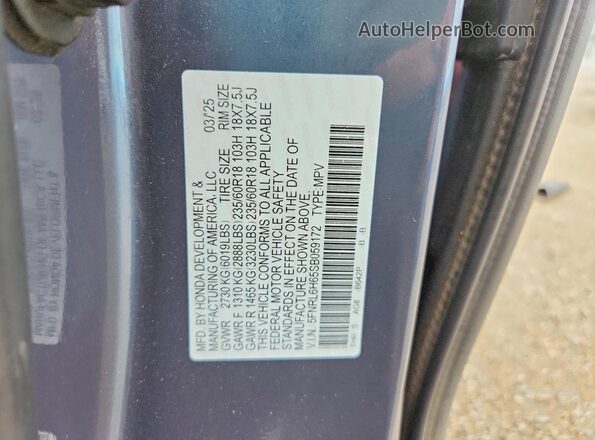 5FNRL6H65SB059172 2025 HONDA ODYSSEY Blue Սալոնի 360 աստիճան տեսք