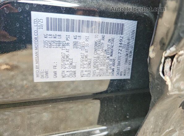 5N1BT3BA3TC723492 2026 NISSAN ROGUE Black VIN sticker view