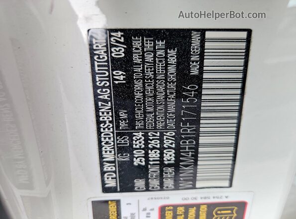 W1NKM4HB1RF171546 2024 MERCEDES-BENZ GLC-CLASS White Панорамний вид салону 360°