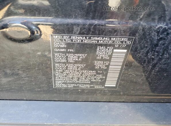 KNMAT2MV7JP541469 2018 NISSAN ROGUE Black 360 interior view