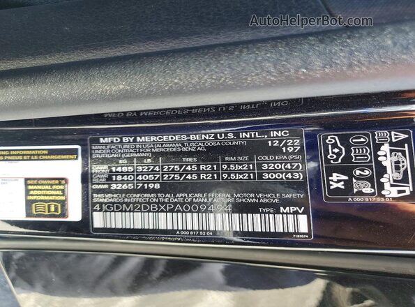 4JGDM2DBXPA009494 2023 MERCEDES-BENZ EQS Black 360 interior view