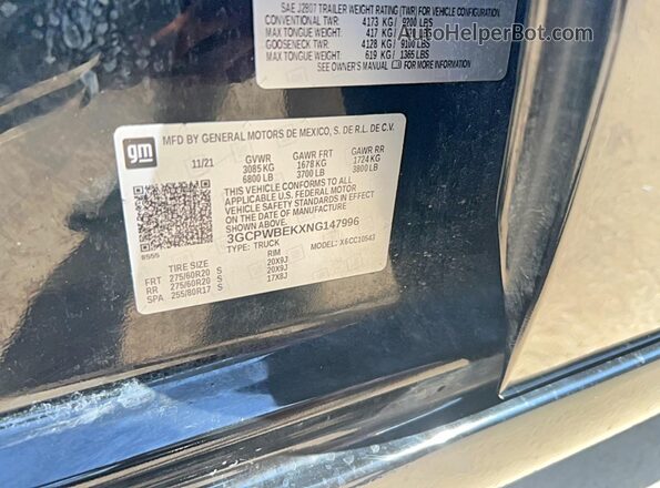 3GCPWBEKXNG147996 2022 CHEVROLET SILVERADO Black Вид задньої частини салону
