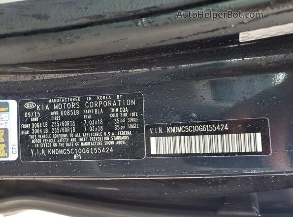 KNDMC5C10G6155424 2016 KIA SEDONA Black სალონის 360-გრადუსიანი ხედი