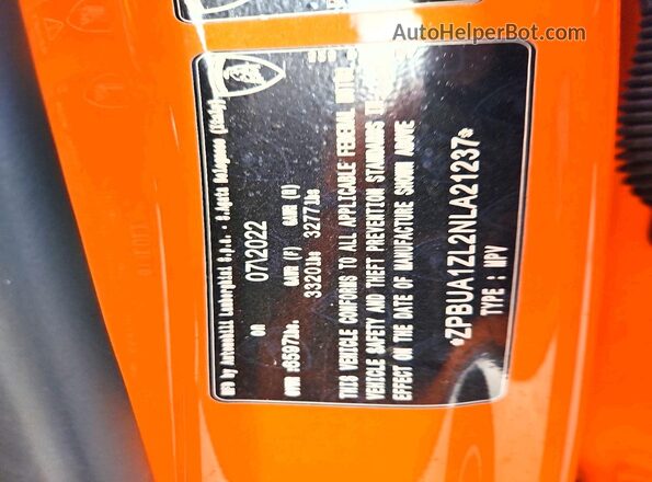 ZPBUA1ZL2NLA21237 2022 LAMBORGHINI URUS Оранжевый Панорамный вид салона 360°