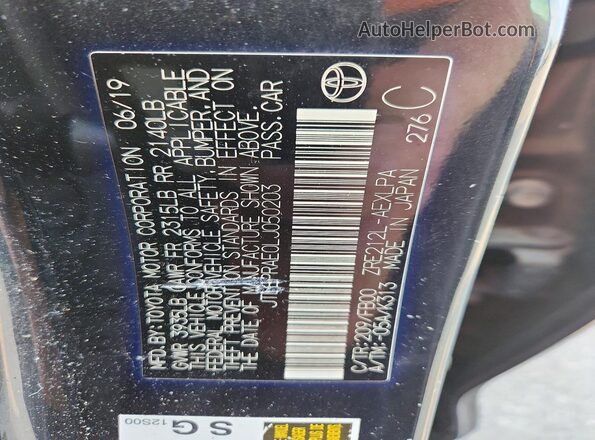 JTDEPRAE0LJ050203 2020 TOYOTA COROLLA Black Vista interior de 360 grados
