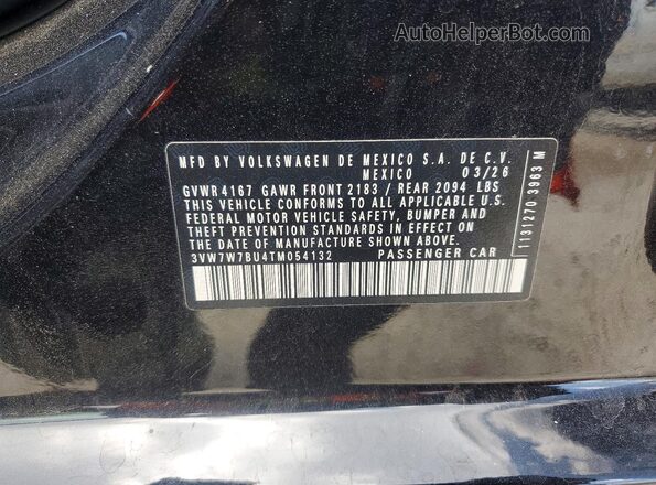 3VW7W7BU4TM054132 2026 VOLKSWAGEN JETTA Black Vista de la etiqueta del VIN
