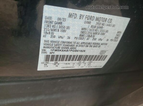 1FM5K8AB7PGB61828 2023 FORD EXPLORER Black VIN կոդի պիտակի տեսք