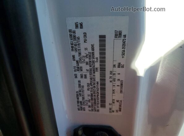 1FTEX1EP6GFA31144 2016 FORD F150 White VIN sticker view
