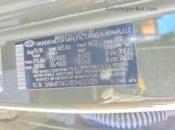 5NMP34G18SH020379 2025 HYUNDAI SANTA Green 360 interior view