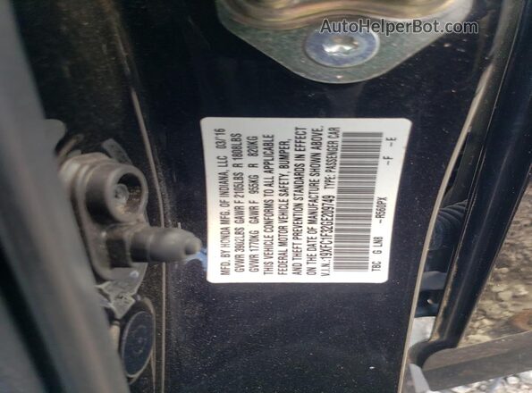 19XFC1F32GE209749 2016 HONDA CIVIC Black Вид наклейки з VIN-кодом