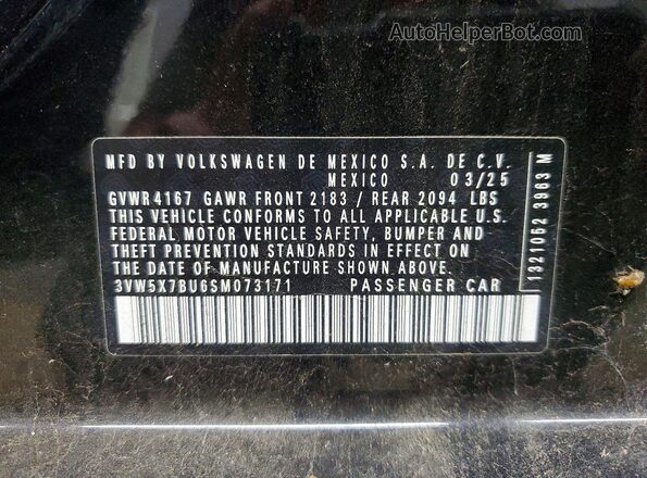 3VW5X7BU6SM073171 2025 VOLKSWAGEN JETTA Black VIN կոդի պիտակի տեսք