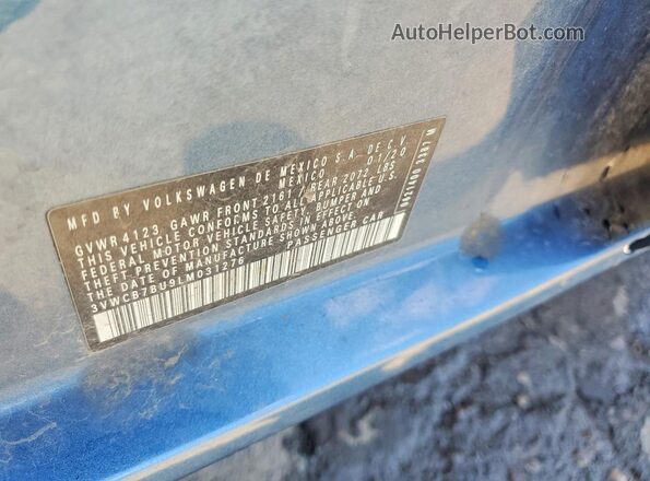 3VWCB7BU9LM031276 2020 VOLKSWAGEN JETTA Blue VIN sticker view