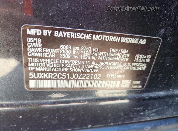 5UXKR2C51J0Z22102 2018 BMW X5 Black სალონის 360-გრადუსიანი ხედი