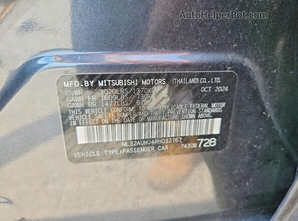 ML32AUHJ4RH032767 2024 MITSUBISHI MIRAGE Gray VIN sticker view