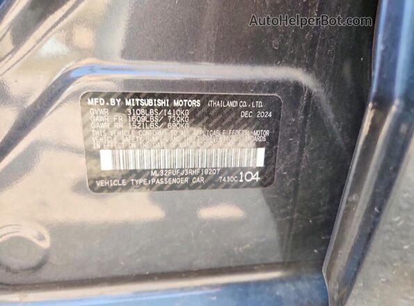 ML32FUFJ3RHF19207 2024 MITSUBISHI MIRAGE Серый Вид наклейки с VIN-кодом