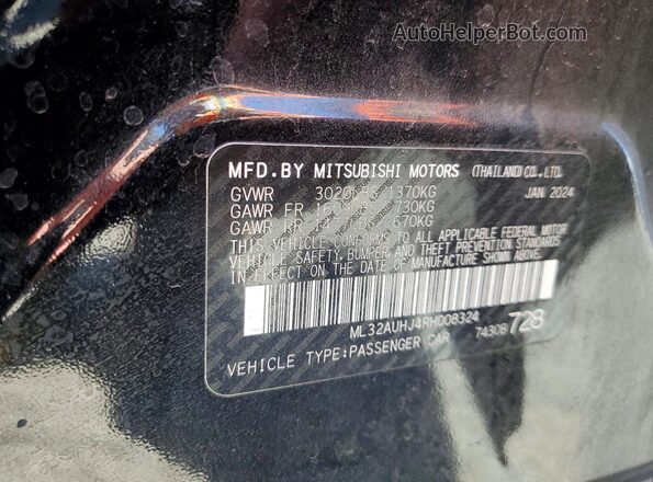 ML32AUHJ4RH008324 2024 MITSUBISHI MIRAGE Black Vista de la etiqueta del VIN