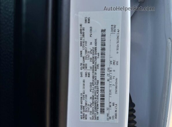 1FTEW1C55LKE07760 2020 FORD F150 Белый Вид задней части салона