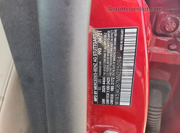 W1K5J4GB7MN225094 2021 MERCEDES-BENZ CLA-CLASS Red Vista interior de 360 grados