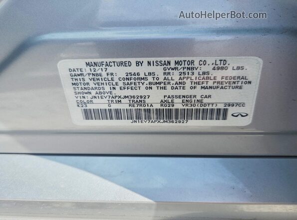 JN1EV7APXJM362927 2018 INFINITI Q50 Gray VIN sticker view