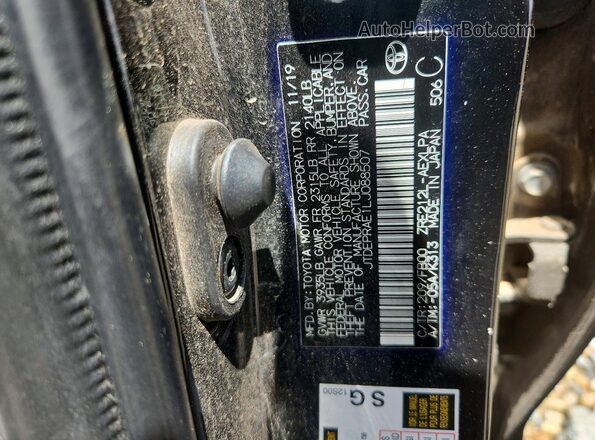 JTDEPRAE1LJ088507 2020 TOYOTA COROLLA Black VIN sticker view