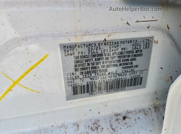 3N1AB8CV8SY352405 2025 NISSAN SENTRA White VIN կոդի պիտակի տեսք