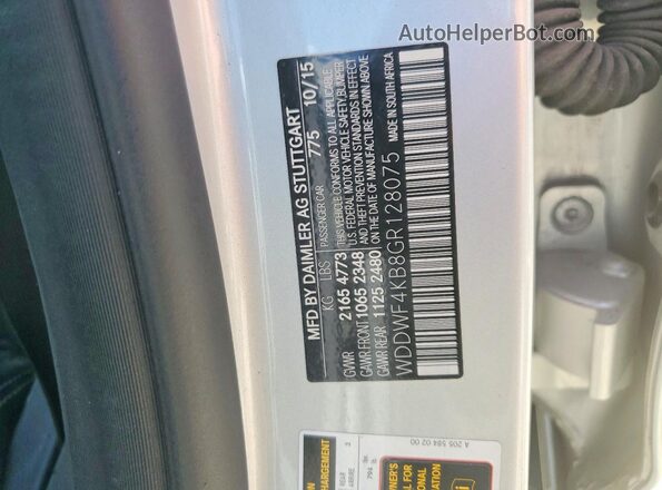 WDDWF4KB8GR128075 2016 MERCEDES-BENZ C-CLASS Silver Вид наклейки з VIN-кодом