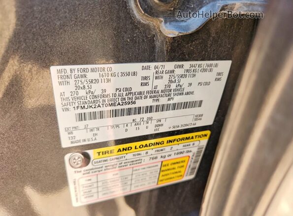 1FMJK2AT0MEA25956 2021 FORD EXPEDITION Gray 