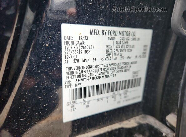 3FMTK3SU2PMB07191 2023 FORD MUSTANG Black Սալոնի 360 աստիճան տեսք
