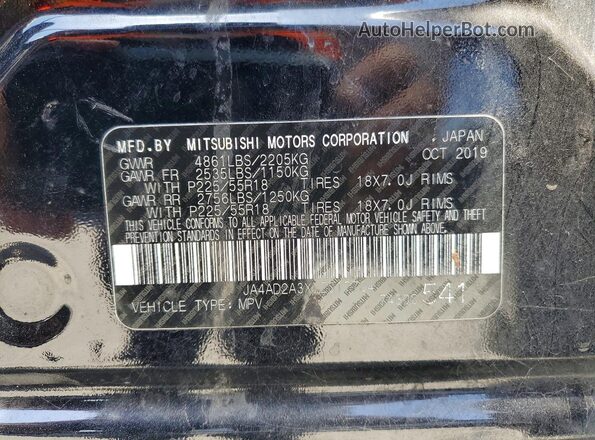 JA4AD2A3XLZ017704 2020 MITSUBISHI OUTLANDER Черный Вид наклейки с VIN-кодом