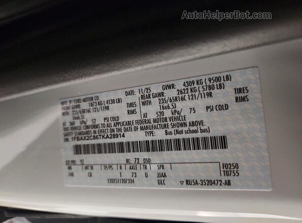 1FBAX2C86TKA28914 2026 FORD TRANSIT White 