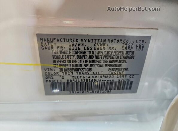 3N1AB8BV6RY271088 2024 NISSAN SENTRA White VIN sticker view