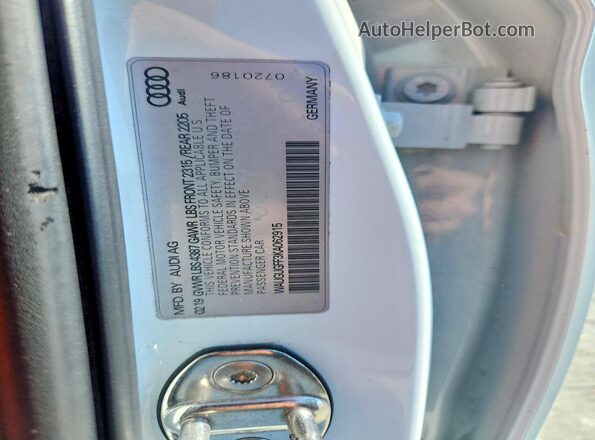 WAUGUGFF3KA062915 2019 AUDI A3 Белый Вид наклейки с VIN-кодом