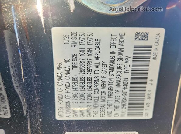 2HKRS4H26TH440519 2026 HONDA CR-V Black Widok wnętrza 360 stopni