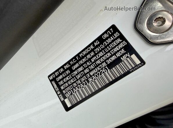 WP1AA2A21JKA02261 2018 PORSCHE CAYENNE White Սալոնի հետևի տեսք