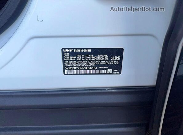 5YM23CS02R9U56161 2024 BMW OTHER White Widok wnętrza z tyłu