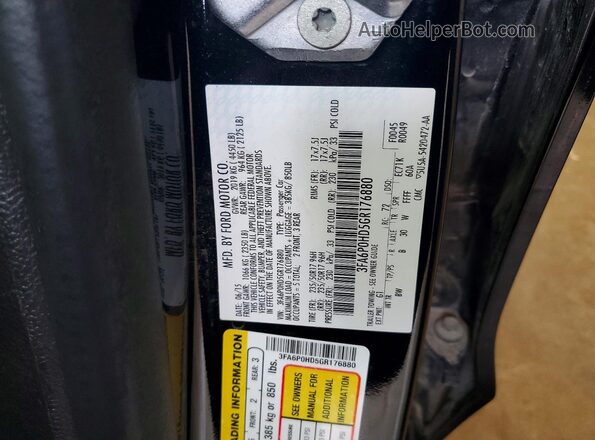 3FA6P0HD5GR176880 2016 FORD FUSION Black Widok naklejki z numerem VIN
