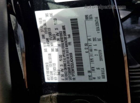 1FTEW1E52LKD43058 2020 FORD F150 Black VIN sticker view