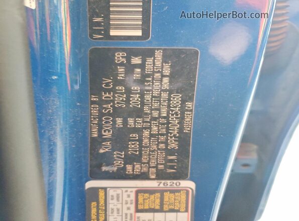 3KPF54AD4PE543860 2023 KIA FORTE Blue VIN sticker view