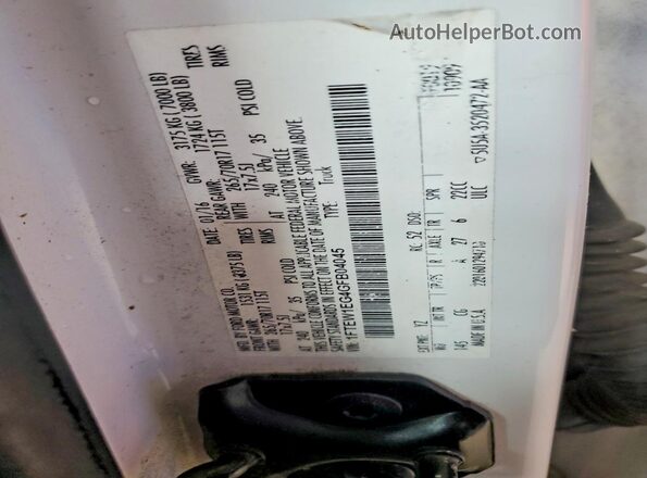 1FTEW1EG4GFB04045 2016 FORD F150 White Widok naklejki z numerem VIN