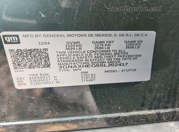 3GNAXHEG9SL202417 2025 CHEVROLET EQUINOX Black Панорамний вид салону 360°